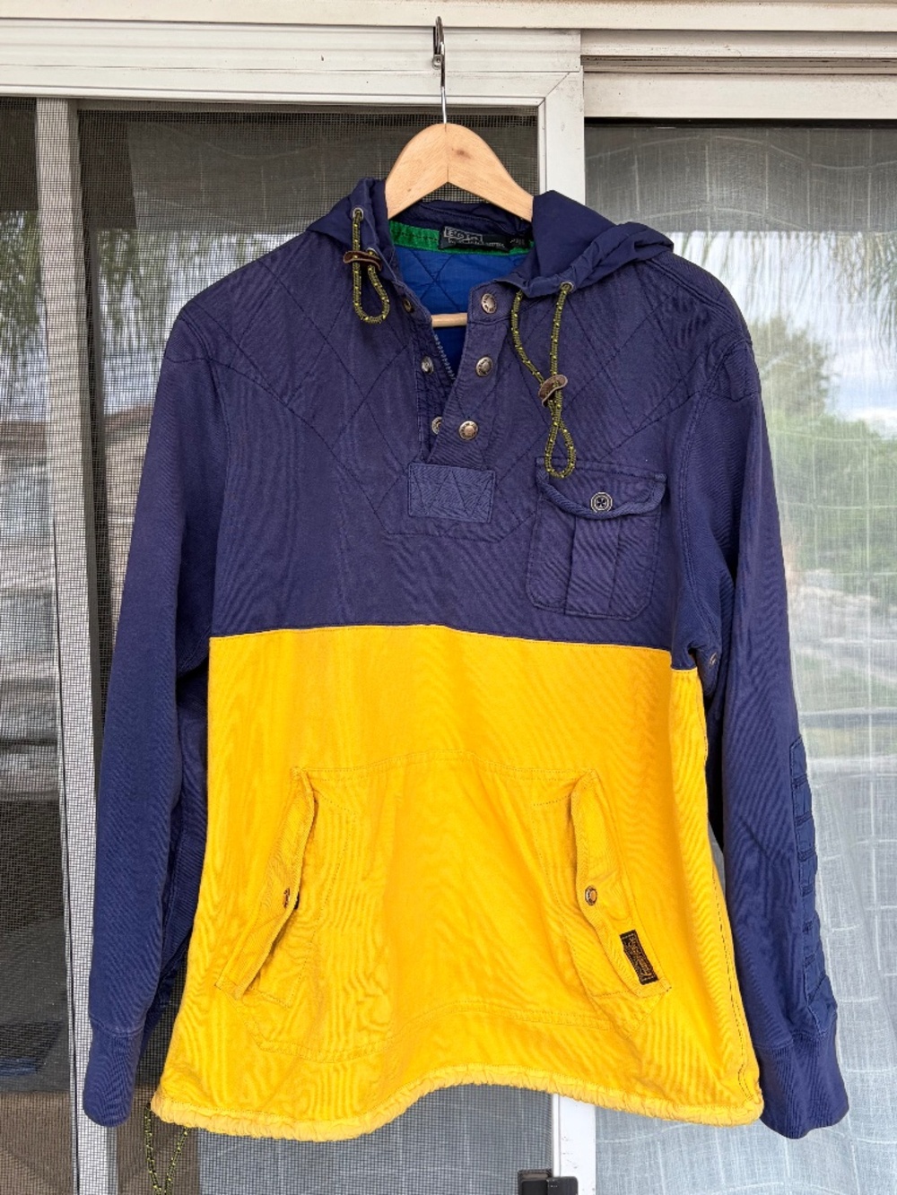 Vintage POLO RALPH LAUREN Hoodie 1/4 Snap Anorak Pullover Size L